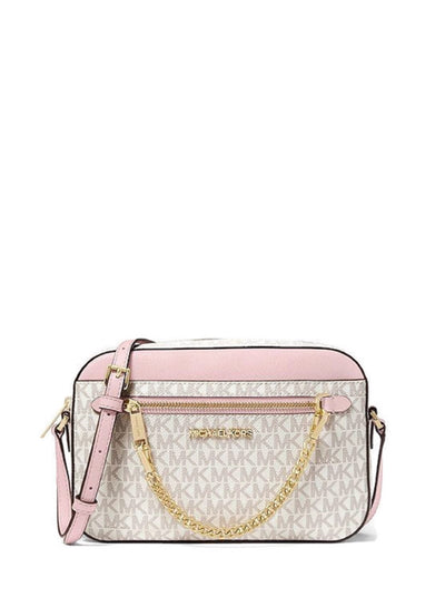 Michael Kors Jet Set Logo Crossbody Handbag (Blush/Vanilla)