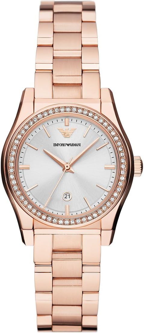 Emporio Armani Watch for Women, Three Hand Quartz Movement and 32mm Case Size with Stainless Steel, Leather or Silicone Strap