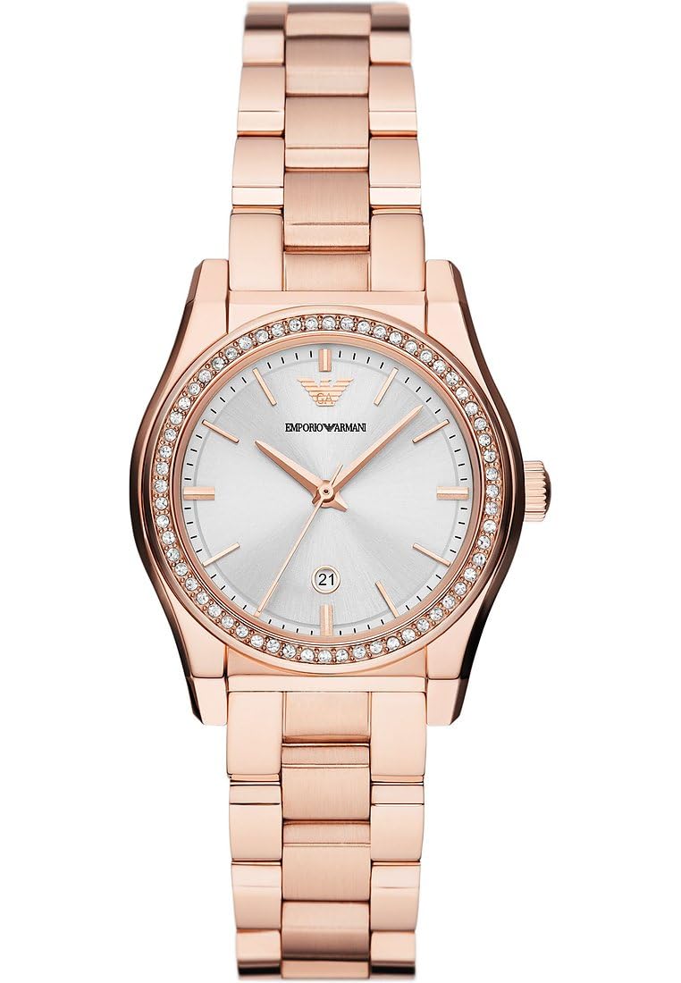 Emporio Armani Watch for Women, Three Hand Quartz Movement and 32mm Case Size with Stainless Steel, Leather or Silicone Strap