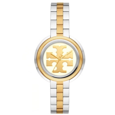 Tory Burch Miller Womens Two-Tone Dress Watch, White Gold Dial, Stainless Steel