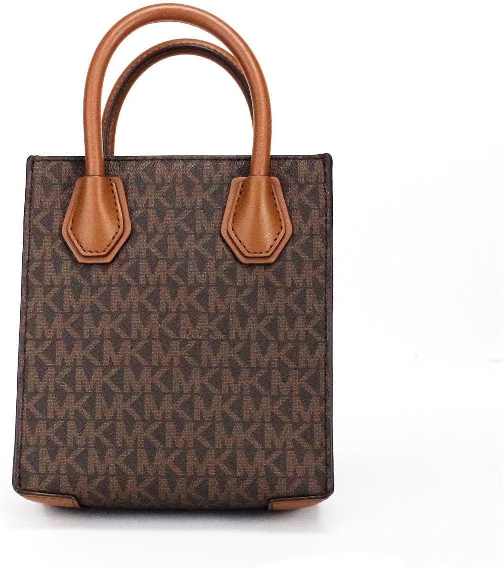 Michael Kors Mercer Extra-Small Pebbled Leather Crossbody Bag (Brown/Sliver)