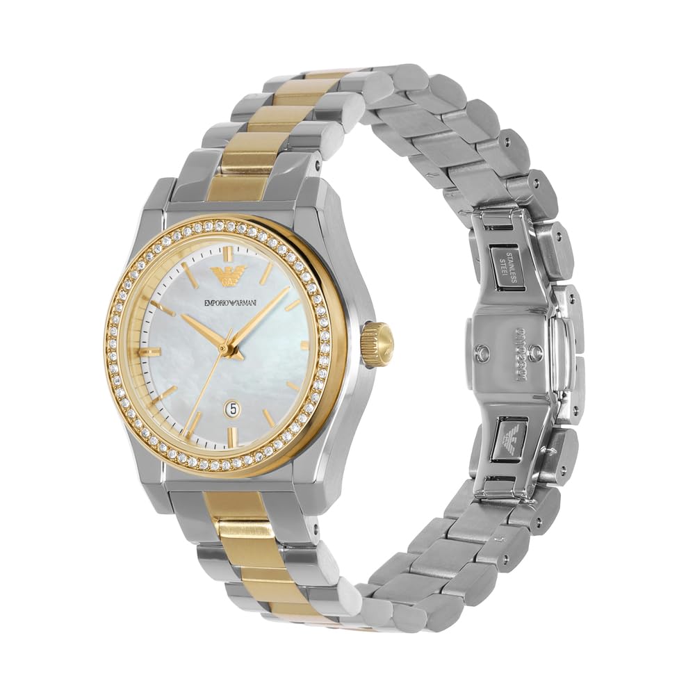 Emporio Armani Watch for Women, Three Hand Quartz Movement and 32mm Case Size with Stainless Steel, Leather or Silicone Strap