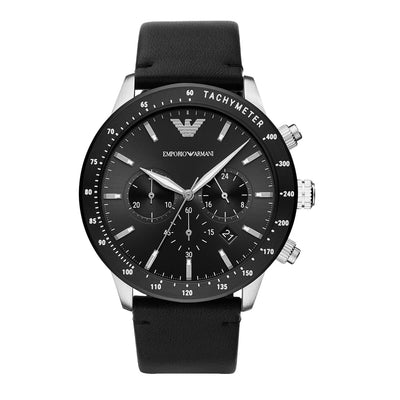 Emporio Armani Men Black Dial Leather Analog Watch - AR11243