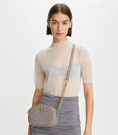 Tory Burch Kira Chevron Small Camera Bag, Gray Heron