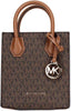 Michael Kors Mercer Extra-Small Pebbled Leather Crossbody Bag (Brown/Sliver)