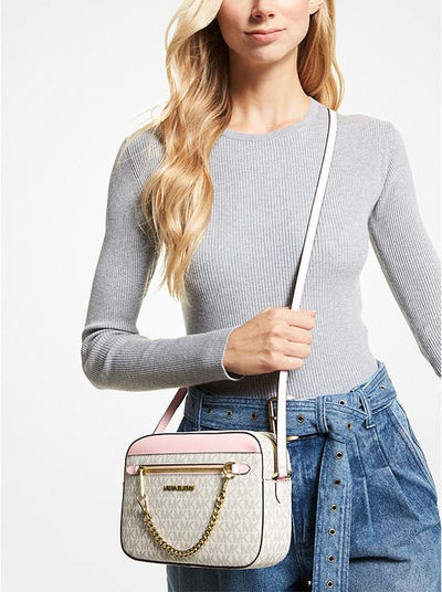 Michael Kors Jet Set Logo Crossbody Handbag (Blush/Vanilla)