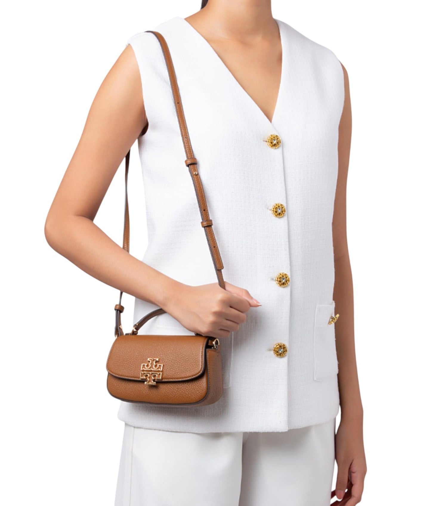 Tory Burch Britten Mini Top Handle Leather Crossbody Bag