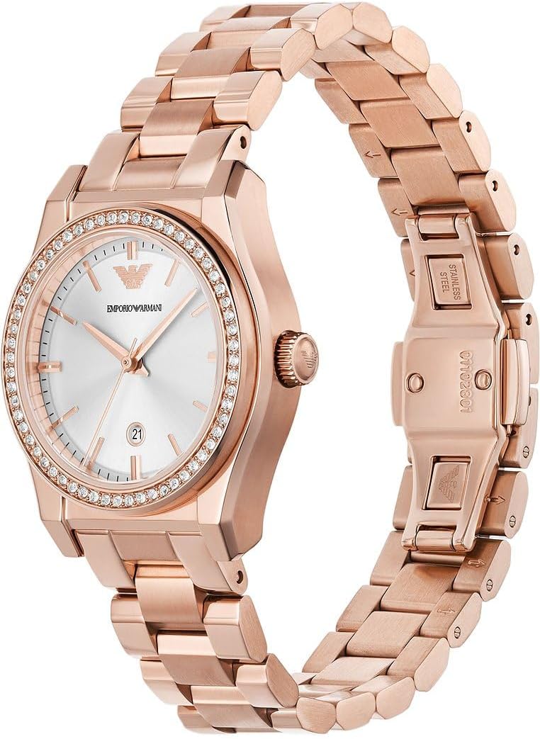 Emporio Armani Watch for Women, Three Hand Quartz Movement and 32mm Case Size with Stainless Steel, Leather or Silicone Strap