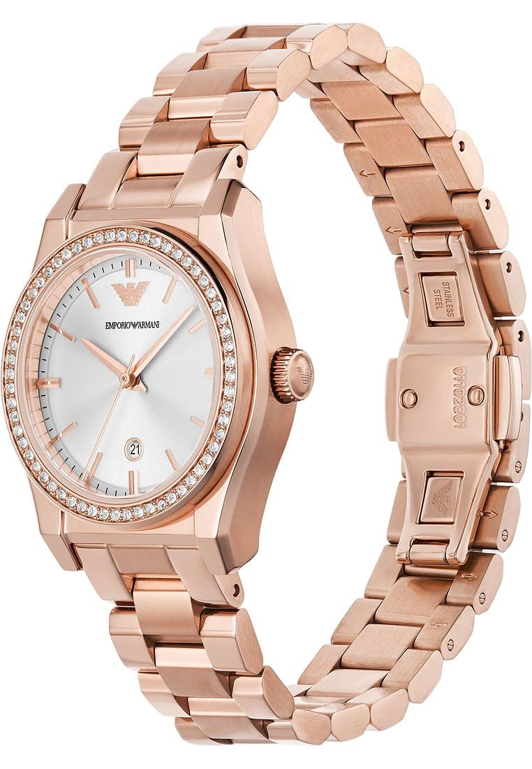 Emporio Armani Watch for Women, Three Hand Quartz Movement and 32mm Case Size with Stainless Steel, Leather or Silicone Strap