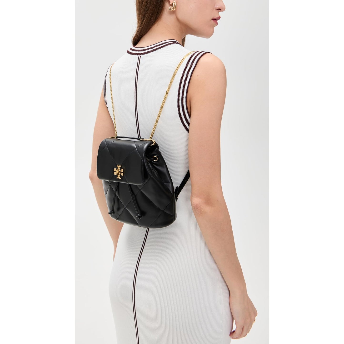 Tory Burch Women's Kira Diamond Quilt Mini Backpack, Black, One Size