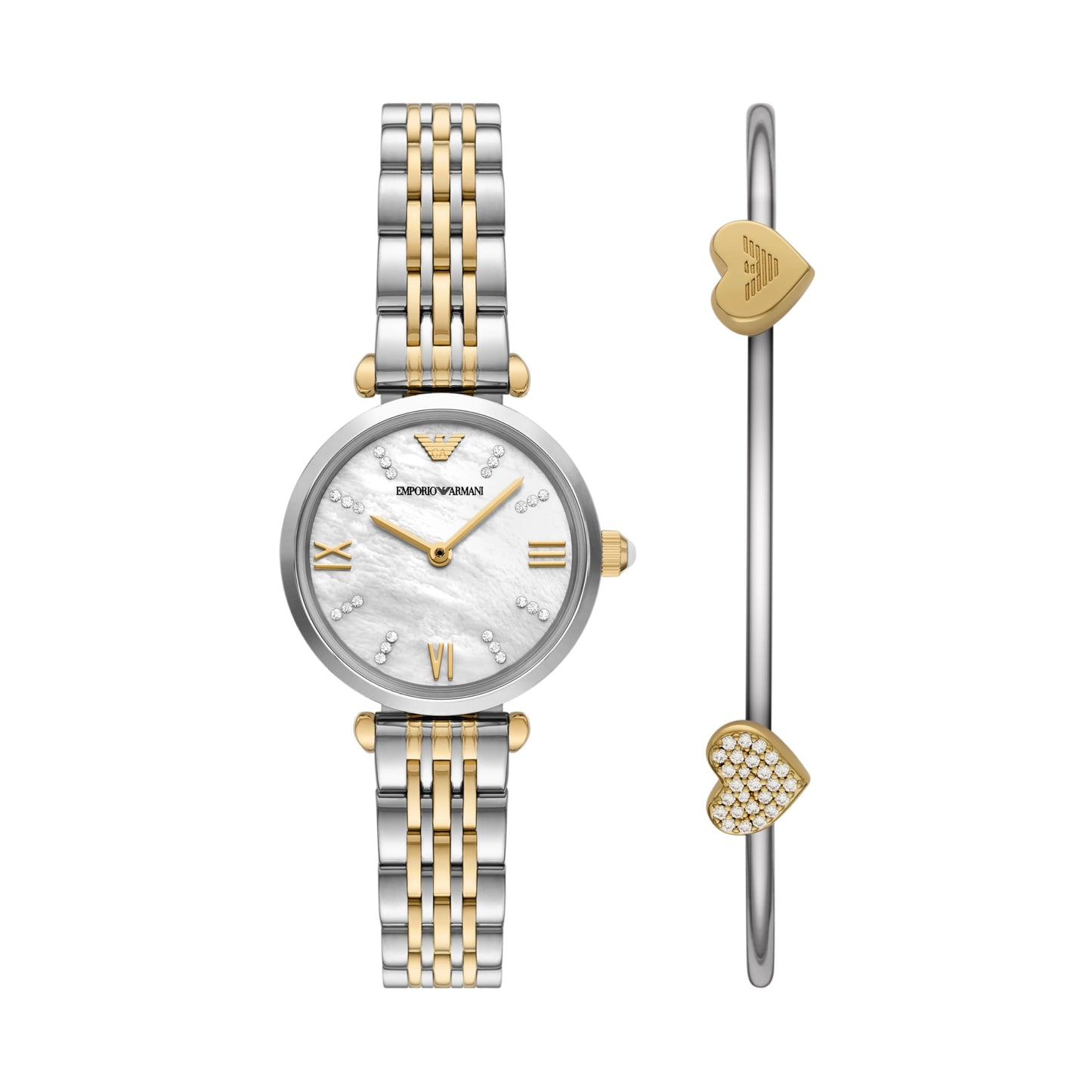 Emporio Armani Women's Two-Hand Two-Tone Stainless Steel Watch and Bracelet Set (Model: AR80078SET), Two-Tone