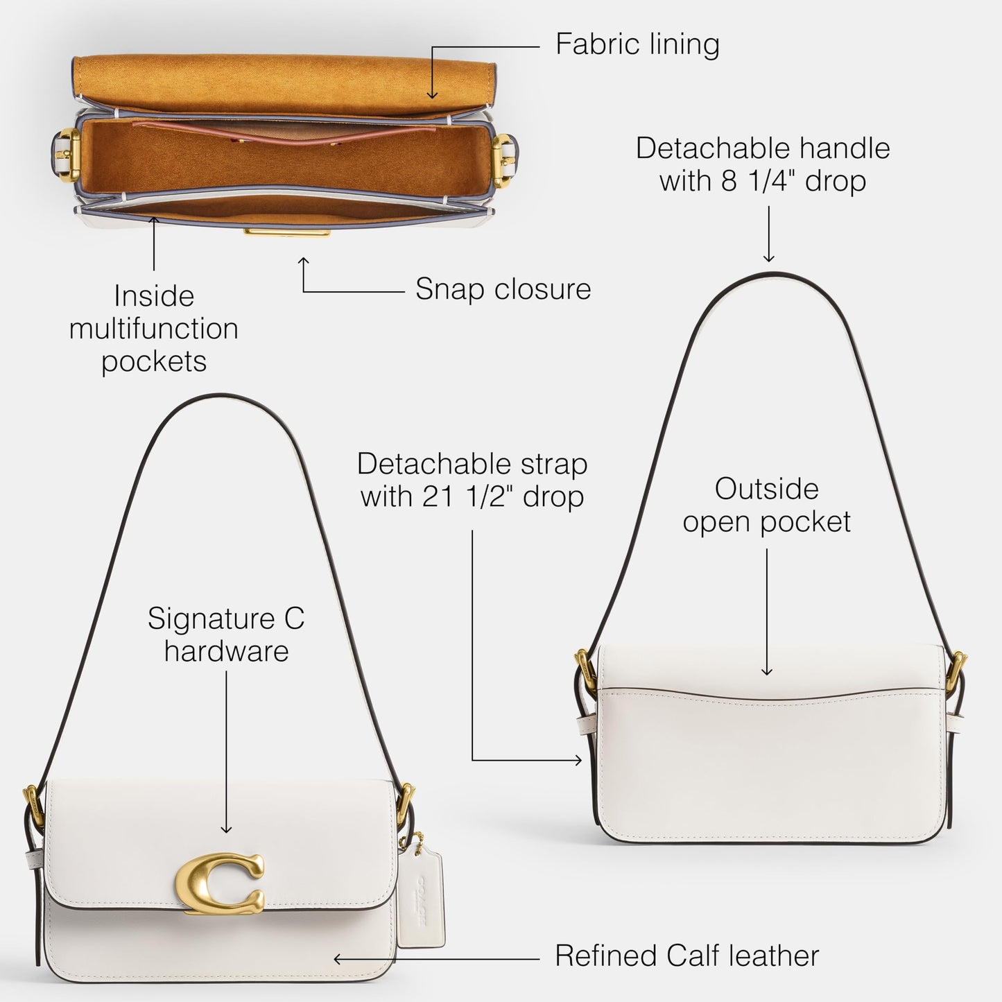 COACH Womens Zoe Shoulder Bag Handbag