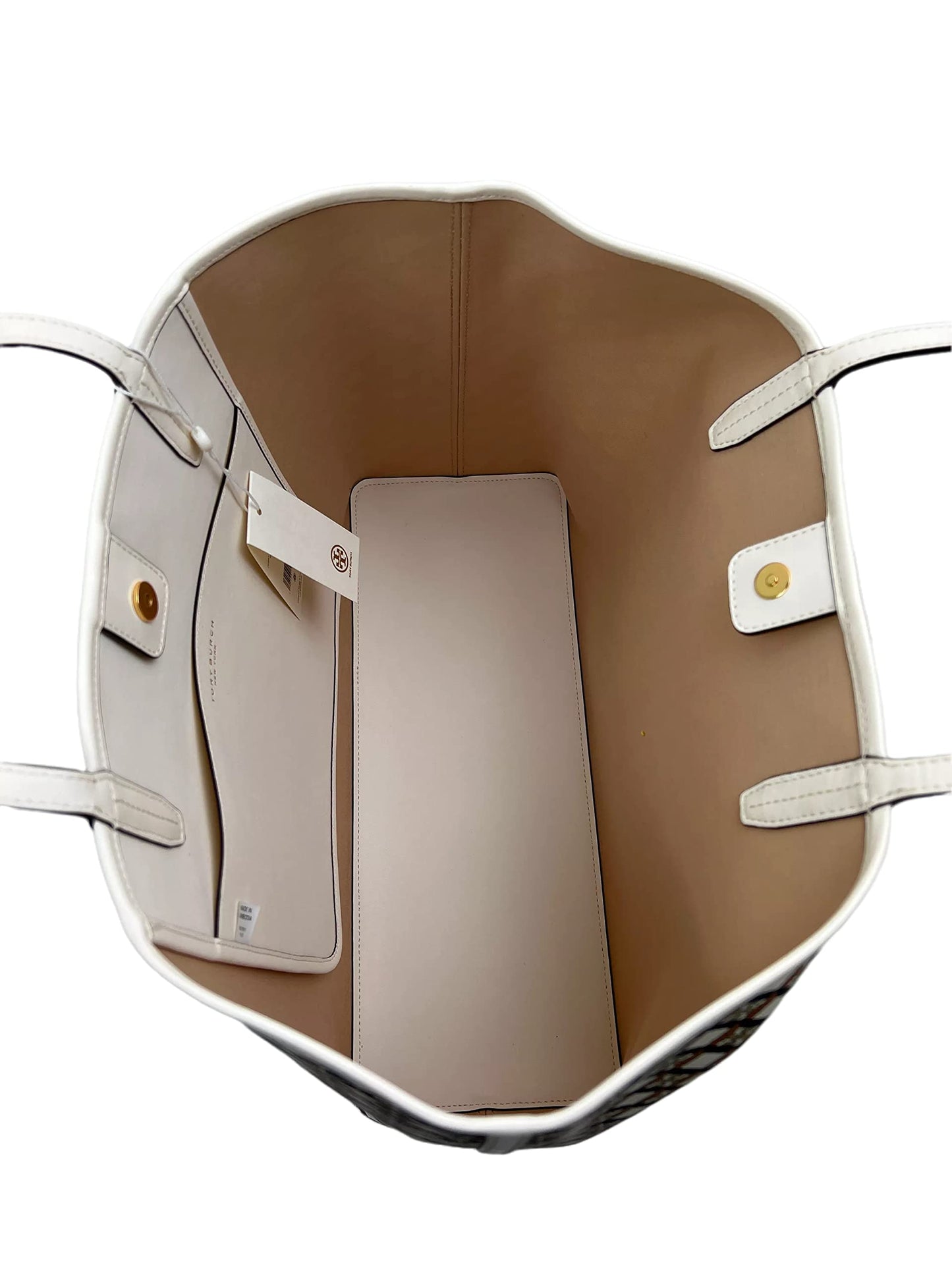 Tory Burch Large Canvas Geo Logo Tote Bag, Ivory Neutral, Large