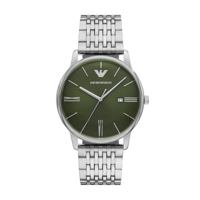Emporio Armani Men's Three Hand Watch with Stainless Steel or Leather Band; Dress Watch for Men
