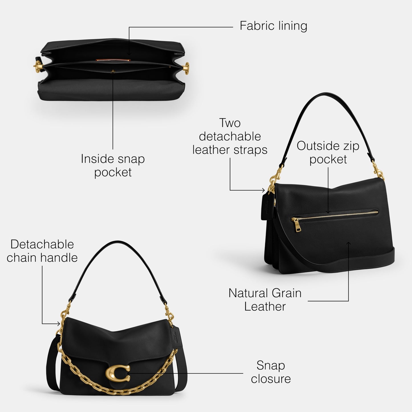 COACH Women's Tabby Shoulder Bag 30 Handbag (Raven Black)