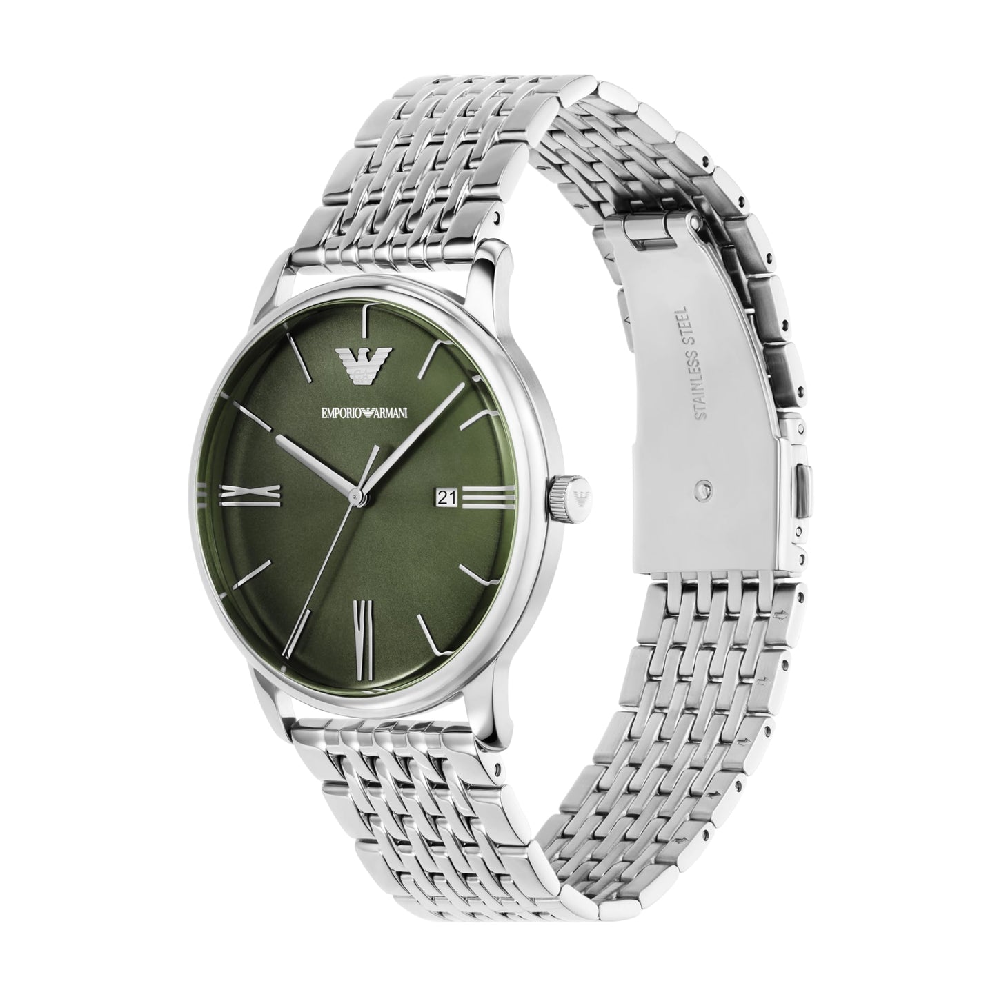 Emporio Armani Men's Three Hand Watch with Stainless Steel or Leather Band; Dress Watch for Men