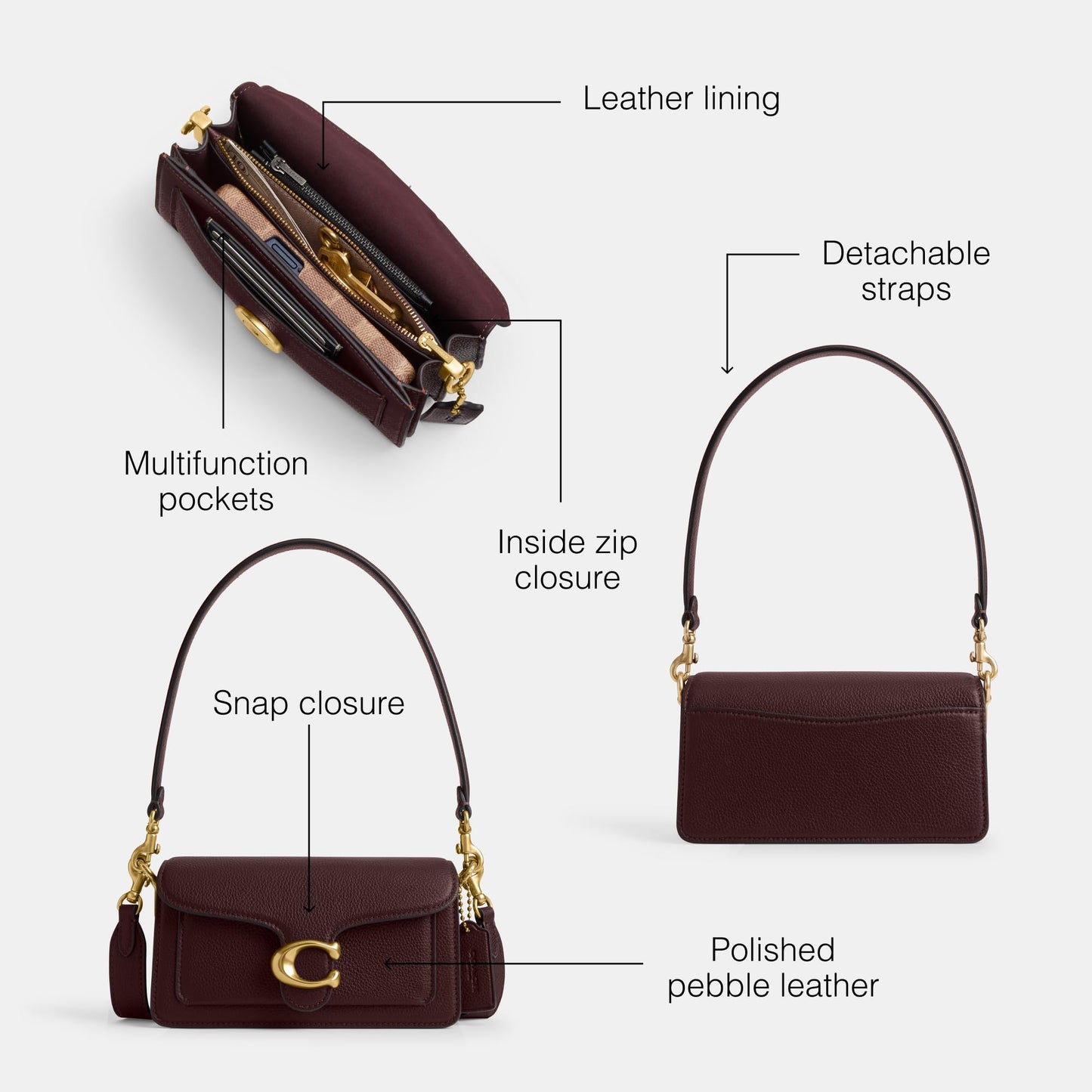 COACH Women's Tabby Shoulder Bag 20 Handbag (Merlot)