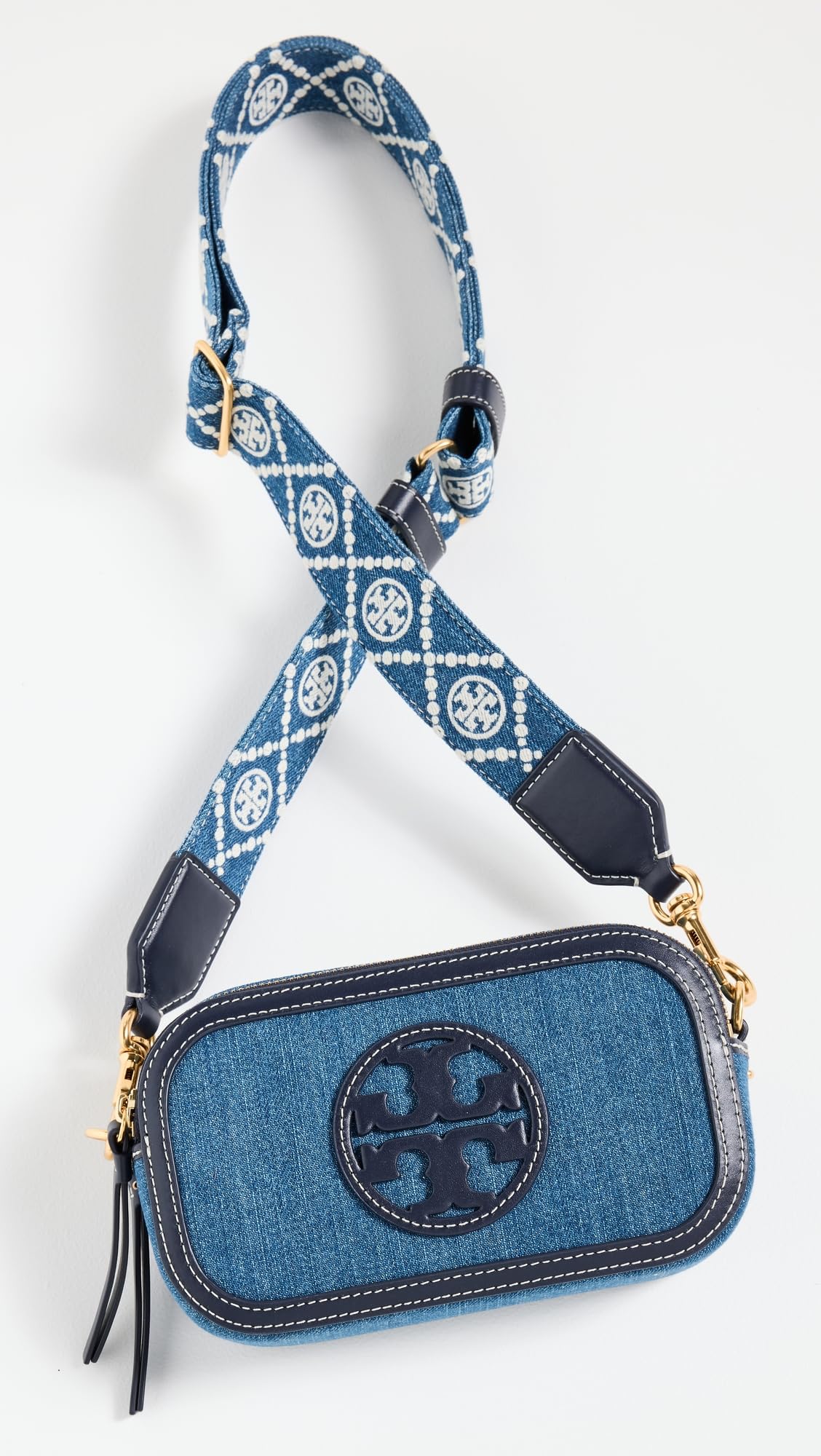 Tory Burch Women's Miller Denim Mini Crossbody Bag, Denim Multi, One Size