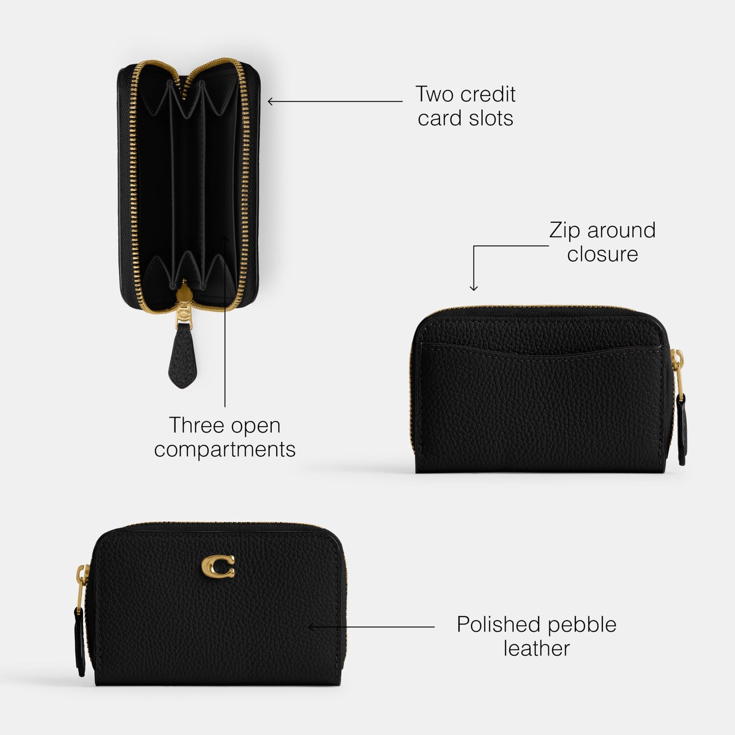 COACH Womens Essential Small Zip Around Card Case Handbag