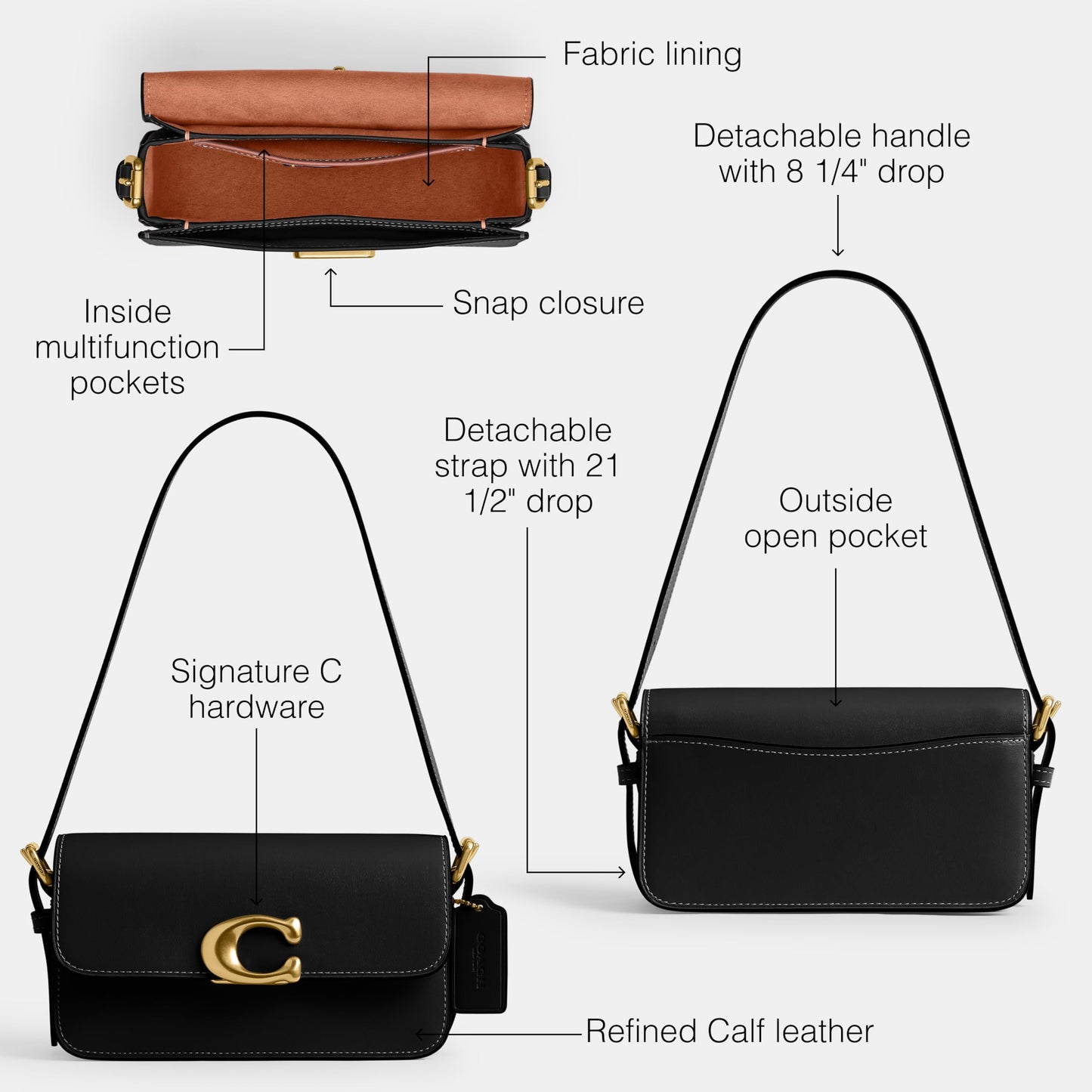 COACH Womens Zoe Shoulder Bag Handbag