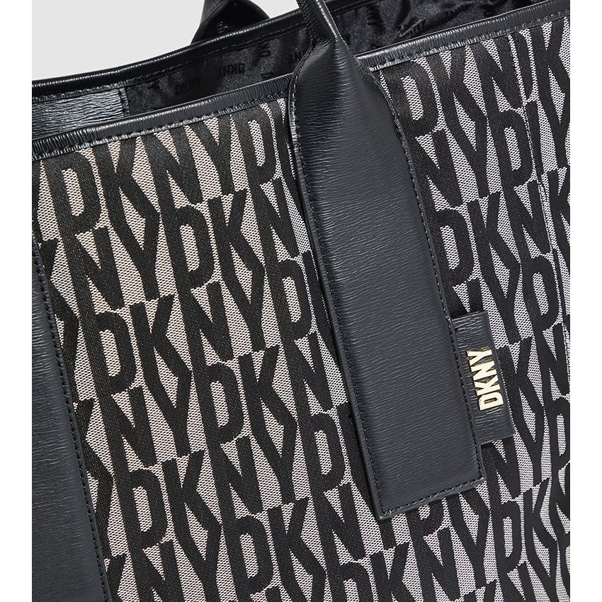 DKNY Grayson Monogram Tote Bag with Pouch (Black)