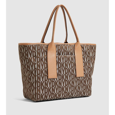 DKNY Grayson Monogram Tote with Pouch (Chino/Cashew)