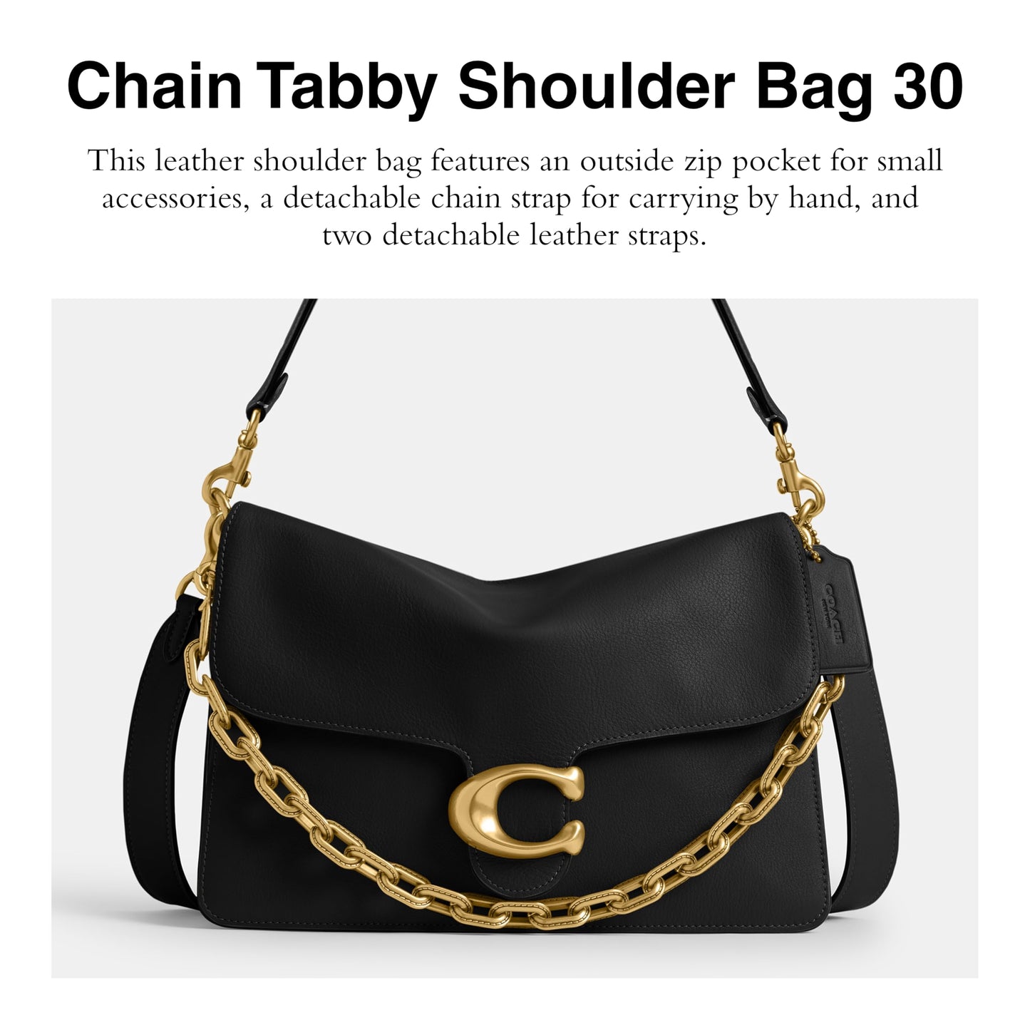 COACH Women's Tabby Shoulder Bag 30 Handbag (Raven Black)