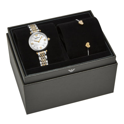 Emporio Armani Women's Two-Hand Two-Tone Stainless Steel Watch and Bracelet Set (Model: AR80078SET), Two-Tone