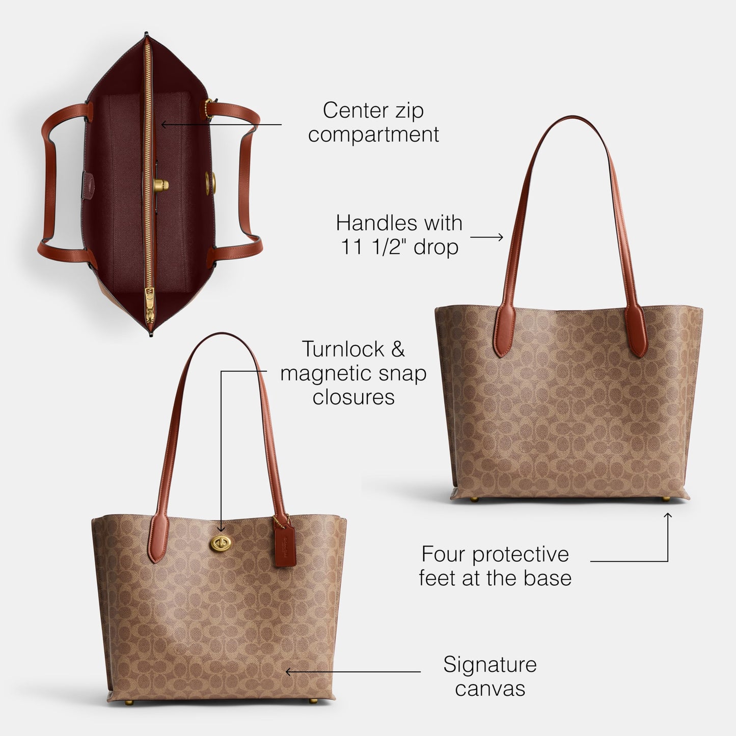 COACH Womens Willow Tote Handbag