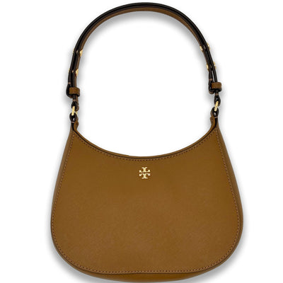 Tory Burch 150258 Emerson Moose Brown Saffiano Leather With Gold Hardware Women's Shoulder Bag, Brown, One Size, Brown, One Size