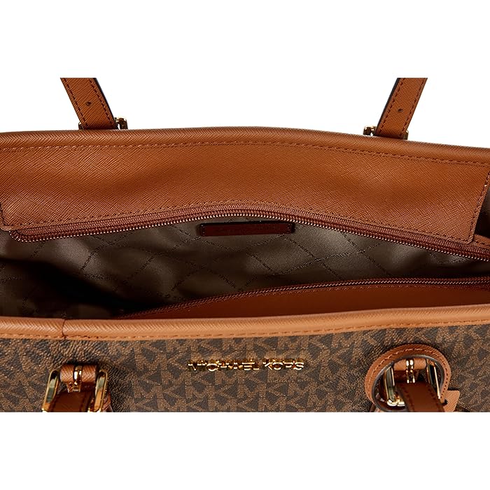 Michael Kors Jet Set Travel Small Logo Top-Zip Tote Bag (Brown)