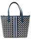 Tory Burch Women's Geo Logo Mini Top Zip Tote (Navy Geo Logo With Stripe)