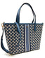 Tory Burch Women's Geo Logo Mini Top Zip Tote (Navy Geo Logo With Stripe)