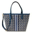 Tory Burch Women's Geo Logo Mini Top Zip Tote (Navy Geo Logo With Stripe)