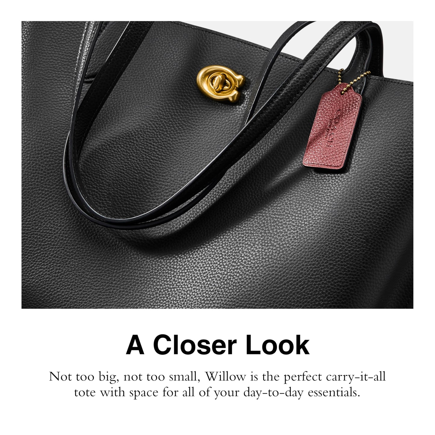 Coach Women's Willow Tote Bag, Black, One Size