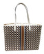 Tory Burch Large Canvas Geo Logo Tote Bag, Ivory Neutral, Large