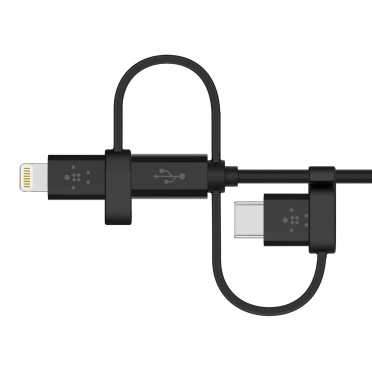 BELKIN Universal Cable with Micro-USB USB-C and Lightning Connectors - Black / Cables Multi