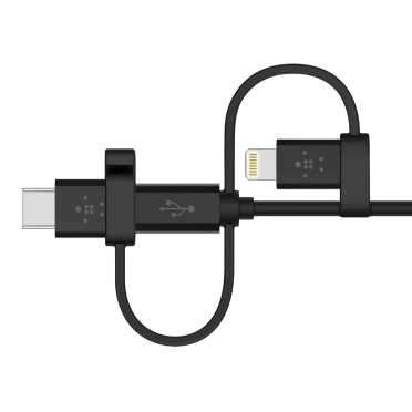 BELKIN Universal Cable with Micro-USB USB-C and Lightning Connectors - Black / Cables Multi