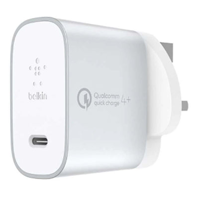 Belkin BOOST CHARGE USB-C Home Charger with Cable with Quick Charge 4with with 1.5 m cable - Silver / Home Chargers