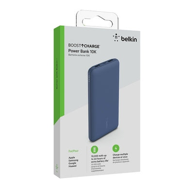 BELKIN BoostCharge Power Bank 10K mAh 15W Quick Charge 2x USB-C, 2x USB-A Ports - Blue - Blue / Power Banks