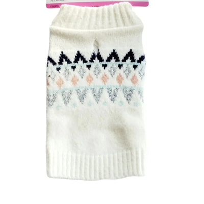 Dog Sweater - White Feather - BOOTS & BARKLEY (Size: Medium)