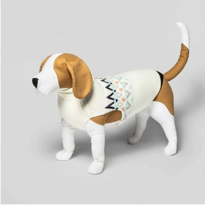 Dog Sweater - White Feather - BOOTS & BARKLEY (Size: Medium)