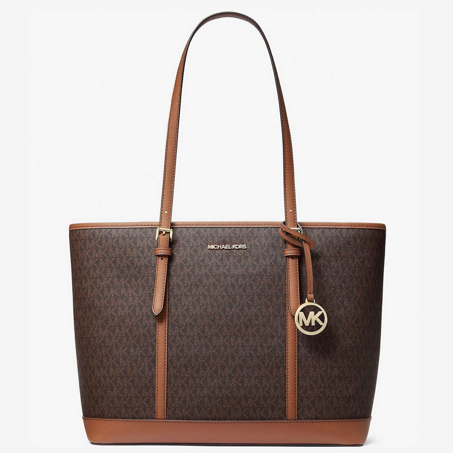 Michael Kors Jet Set Travel Large Logo Tote Bag (Brown)