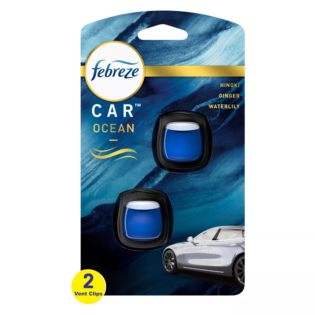 Febreze Car Air Freshener Vent Clip - Ocean Scent - 0.14 fl oz/2pk