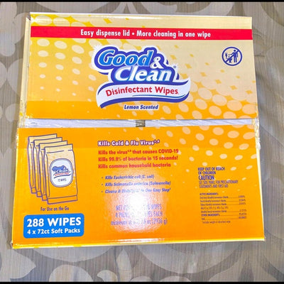 Good & Clean Disinfectant Wipes Lemon Scent  (4 packs x 72 wipes)