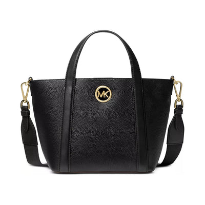 Michael Kors Hadleigh Small Leather Double Handle Tote Crossbody (Black)