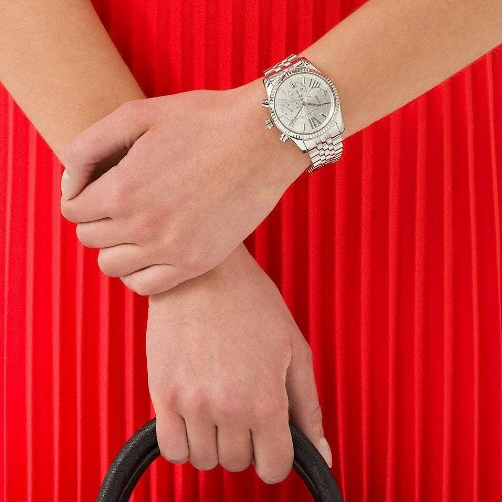 Michael Kors Women's Watch - Vintage Classic Lexington Quartz Stainless Steel Silver Dial 38mm (MK5555)