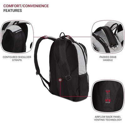 SwissGear Cecil 5505 Laptop Backpack (Black/Heather Gray) (16" Laptop)