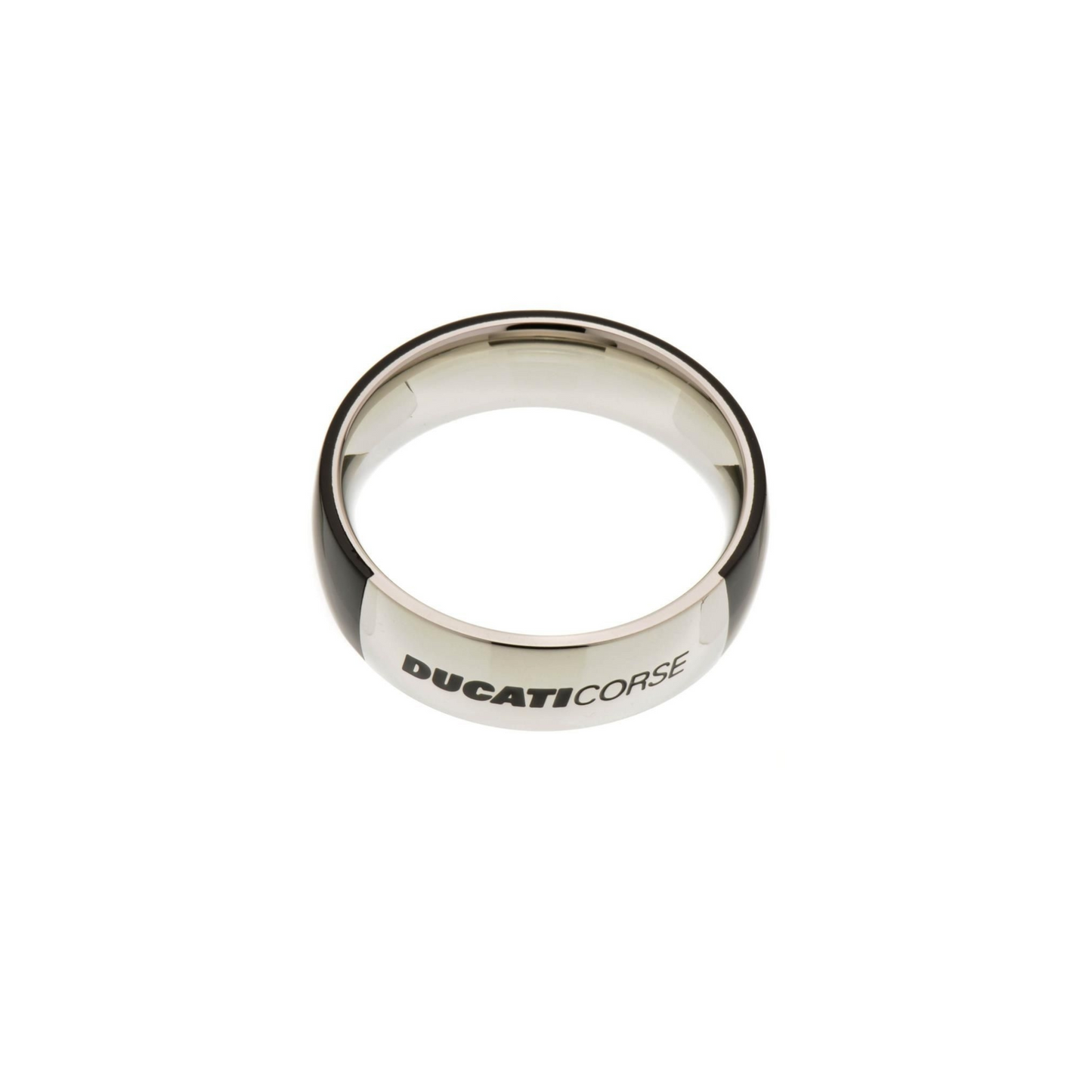 DUCATI JEWELS  Men's Ring, Silver Tone/Black – Small – size 27