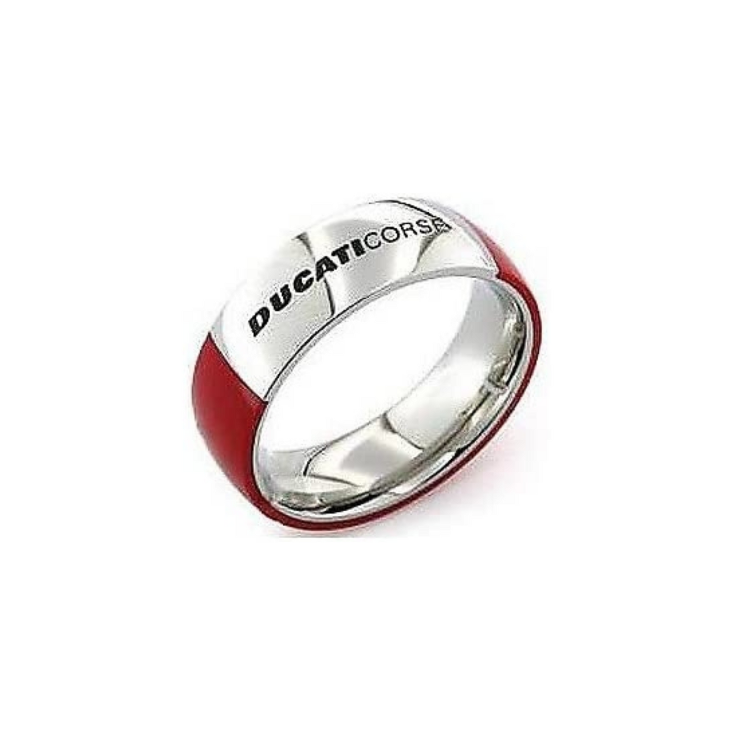 DUCATI JEWELS Men's Ring, , Silver Tone/Red - large – size 30